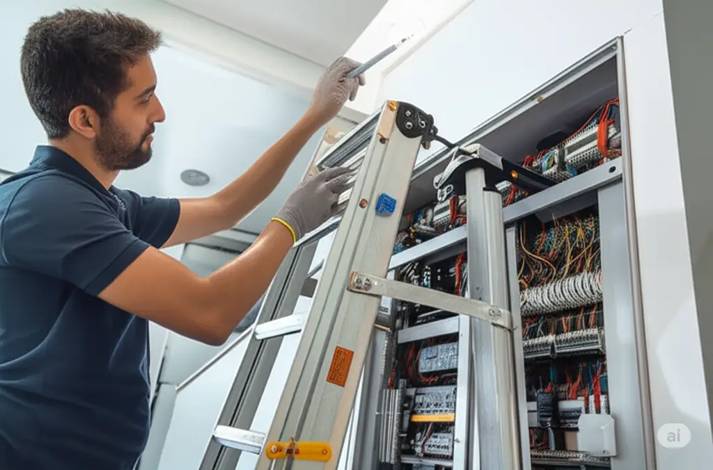 كهربائي محترف يقوم بتركيب إضاءات ومفاتيح في الكويت