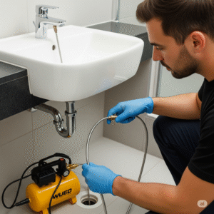 تسليك مجاري بالضغط في الكويت باستخدام الكمبروسر