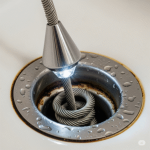 فني تسليك مجاري في الكويت يستخدم السوستة الكهربائية