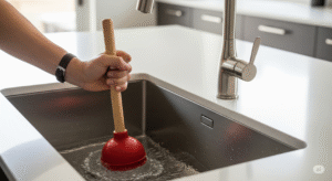طريقة تسليك بالوعة المطبخ باستخدام مكبس التسليك في الكويت