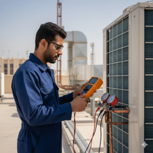 صليح مكيف مركزي باستخدام أدوات قياس رقمية